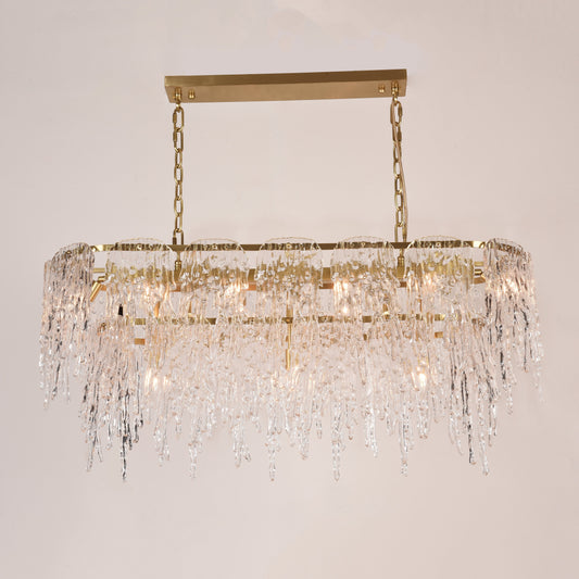 Aletta Melting Drop Crystal Glass Rectangle Chandelier - Kavker - 