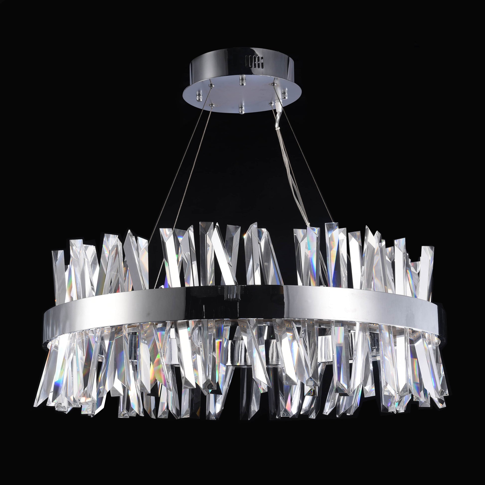 40" Glacius Polished Chrome LED Crystal Pendant Light - Kavker - 