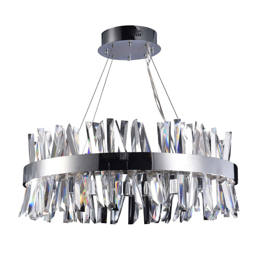 40" Glacius Polished Chrome LED Crystal Pendant Light - Kavker - 