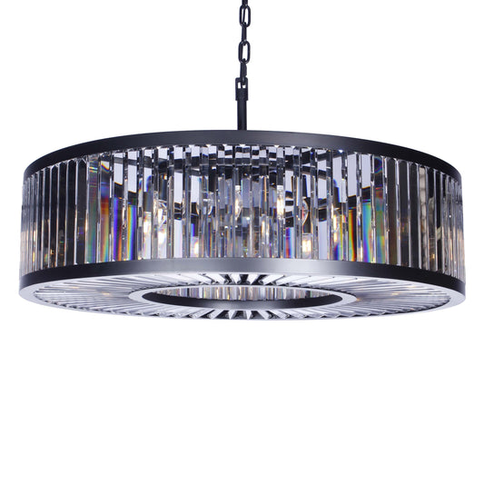 Apex Oro 43"W Round Crystal Fringe Prism Chandelier - Kavker - 