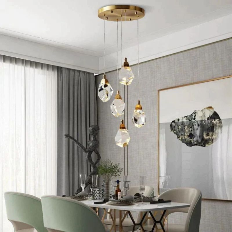 Flash Faceted Round Pendant For Dining Room-Kavker