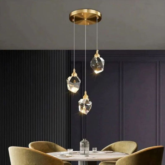 Flash Faceted Round Pendant For Dining Room-Kavker