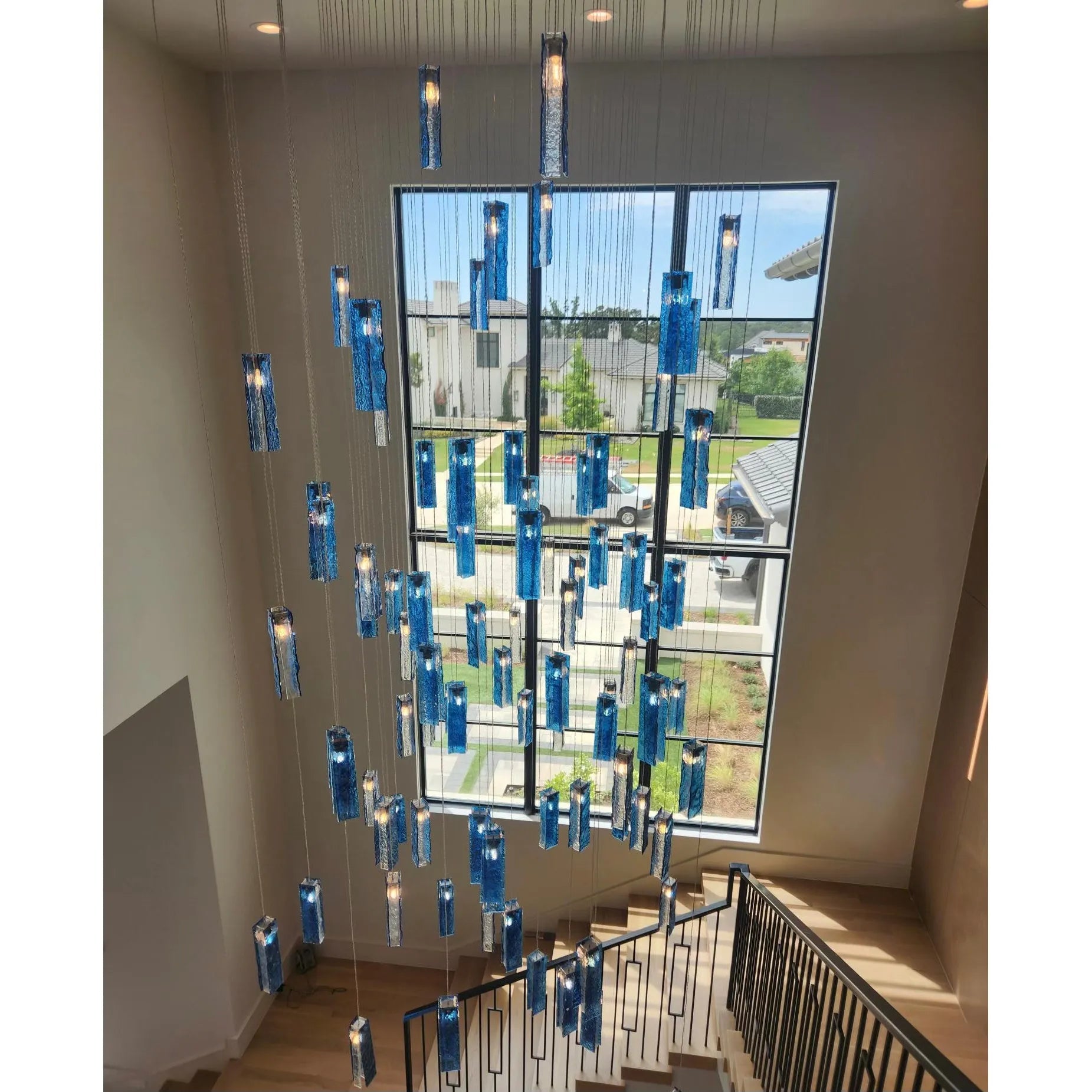 Rain Glass Tile Single Pendant Light - Kavker