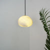 Hand‑Chiseled Galet Alabaster Brass Pendant Lamp – Sculptural Shine