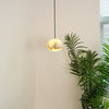 Hand‑Chiseled Galet Alabaster Brass Pendant Lamp – Sculptural Shine