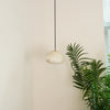 Hand‑Chiseled Galet Alabaster Brass Pendant Lamp – Sculptural Shine