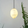 Hand‑Chiseled Galet Alabaster Brass Pendant Lamp – Sculptural Shine