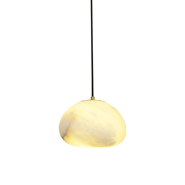 Hand‑Chiseled Galet Alabaster Brass Pendant Lamp – Sculptural Shine