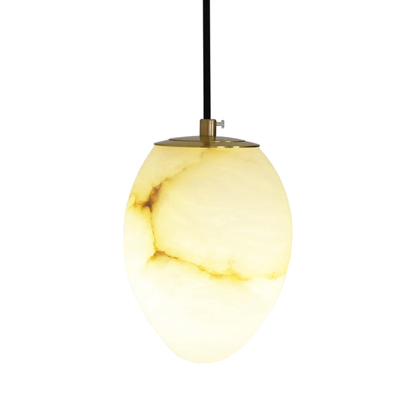 Hand‑Chiseled Galet Alabaster Brass Pendant Lamp – Sculptural Shine