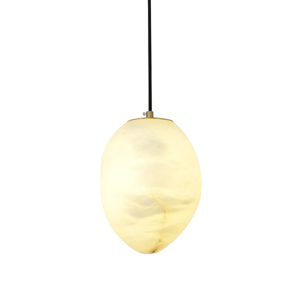 Hand‑Chiseled Galet Alabaster Brass Pendant Lamp – Sculptural Shine