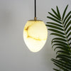 Hand‑Chiseled Galet Alabaster Brass Pendant Lamp – Sculptural Shine