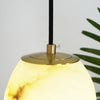 Hand‑Chiseled Galet Alabaster Brass Pendant Lamp – Sculptural Shine