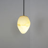 Hand‑Chiseled Galet Alabaster Brass Pendant Lamp – Sculptural Shine