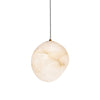 Hand‑Chiseled Galet Alabaster Brass Pendant Lamp – Sculptural Shine