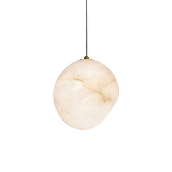 Hand‑Chiseled Galet Alabaster Brass Pendant Lamp – Sculptural Shine