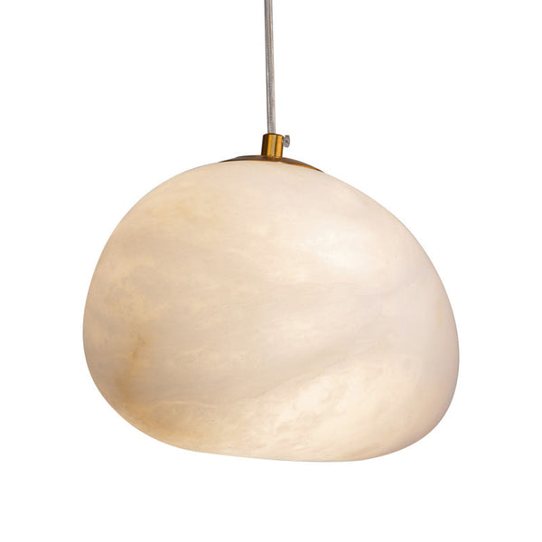 Hand‑Chiseled Galet Alabaster Brass Pendant Lamp – Sculptural Shine
