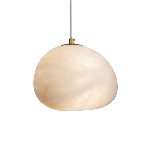 Hand‑Chiseled Galet Alabaster Brass Pendant Lamp – Sculptural Shine