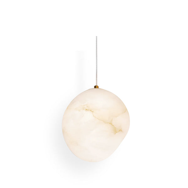 Hand‑Chiseled Galet Alabaster Brass Pendant Lamp – Sculptural Shine