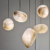 Hand‑Chiseled Galet Alabaster Brass Pendant Lamp – Sculptural Shine