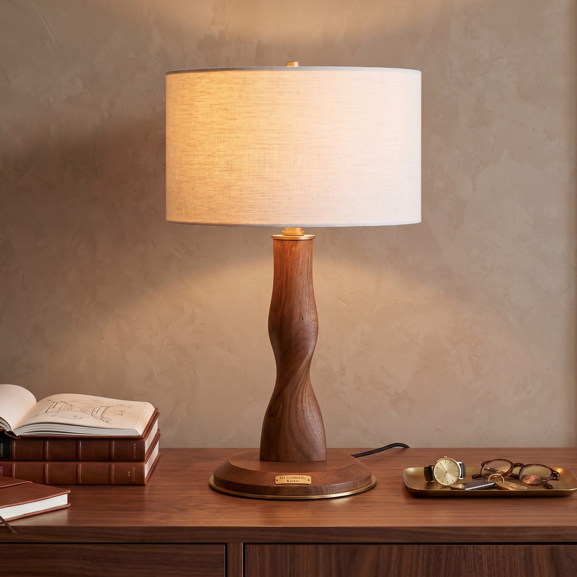 Turned Oak Table Lamp