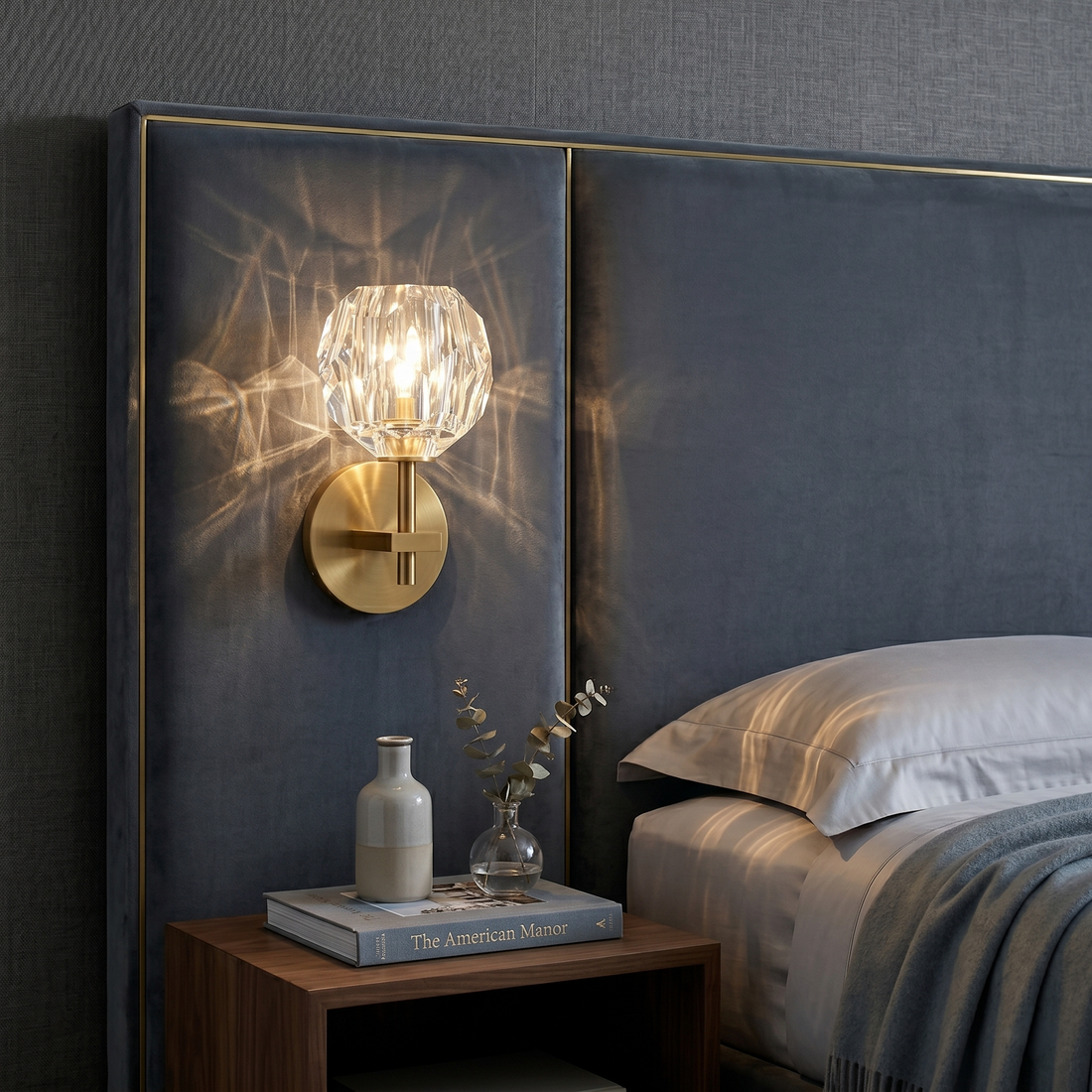 Clear Faceted Glass Wall Sconce