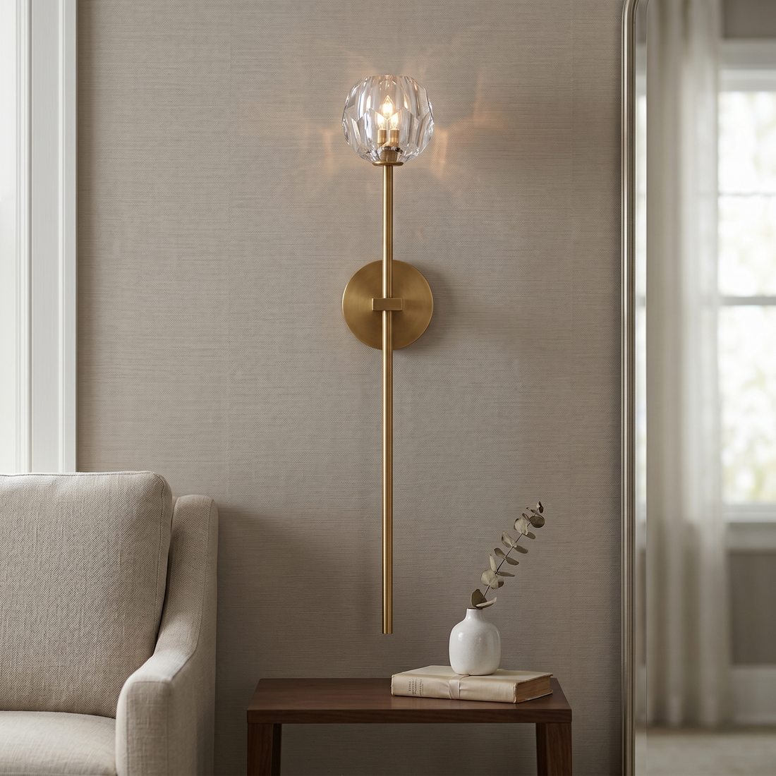 Clear Faceted Glass Grand Wall Sconce