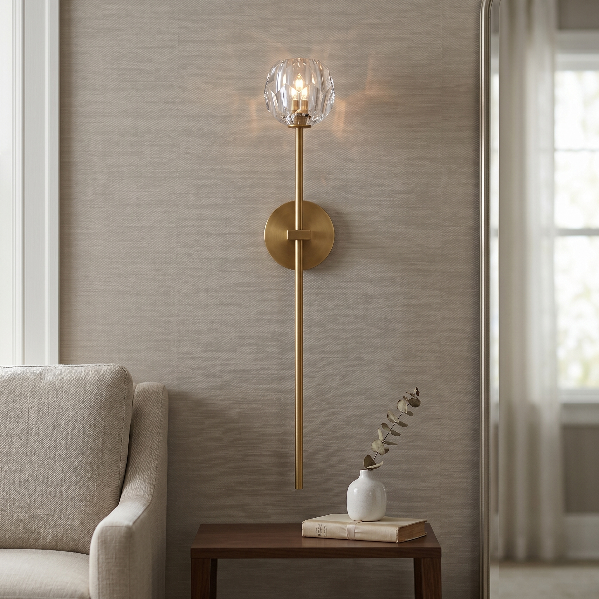 Clear Faceted Glass Grand Wall Sconce