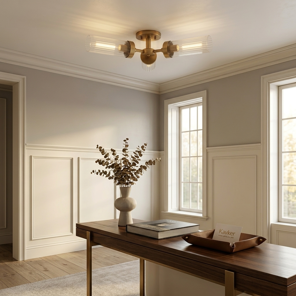Fluted Glass Flush Mount Ceiling Light
