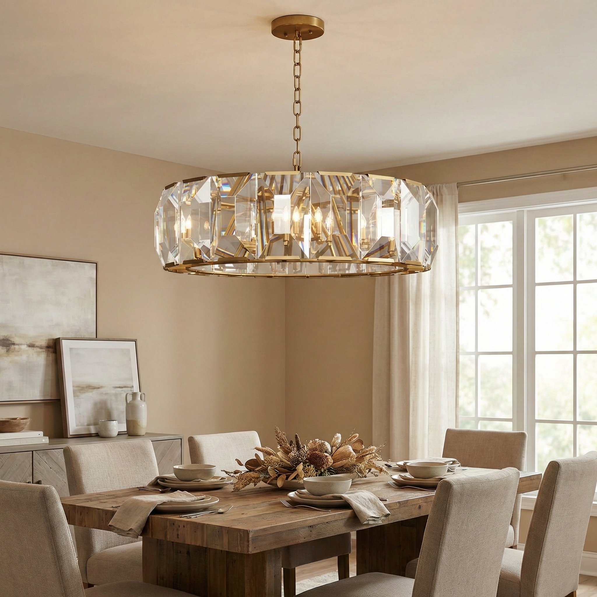 Transitional Crystal Round Chandelier