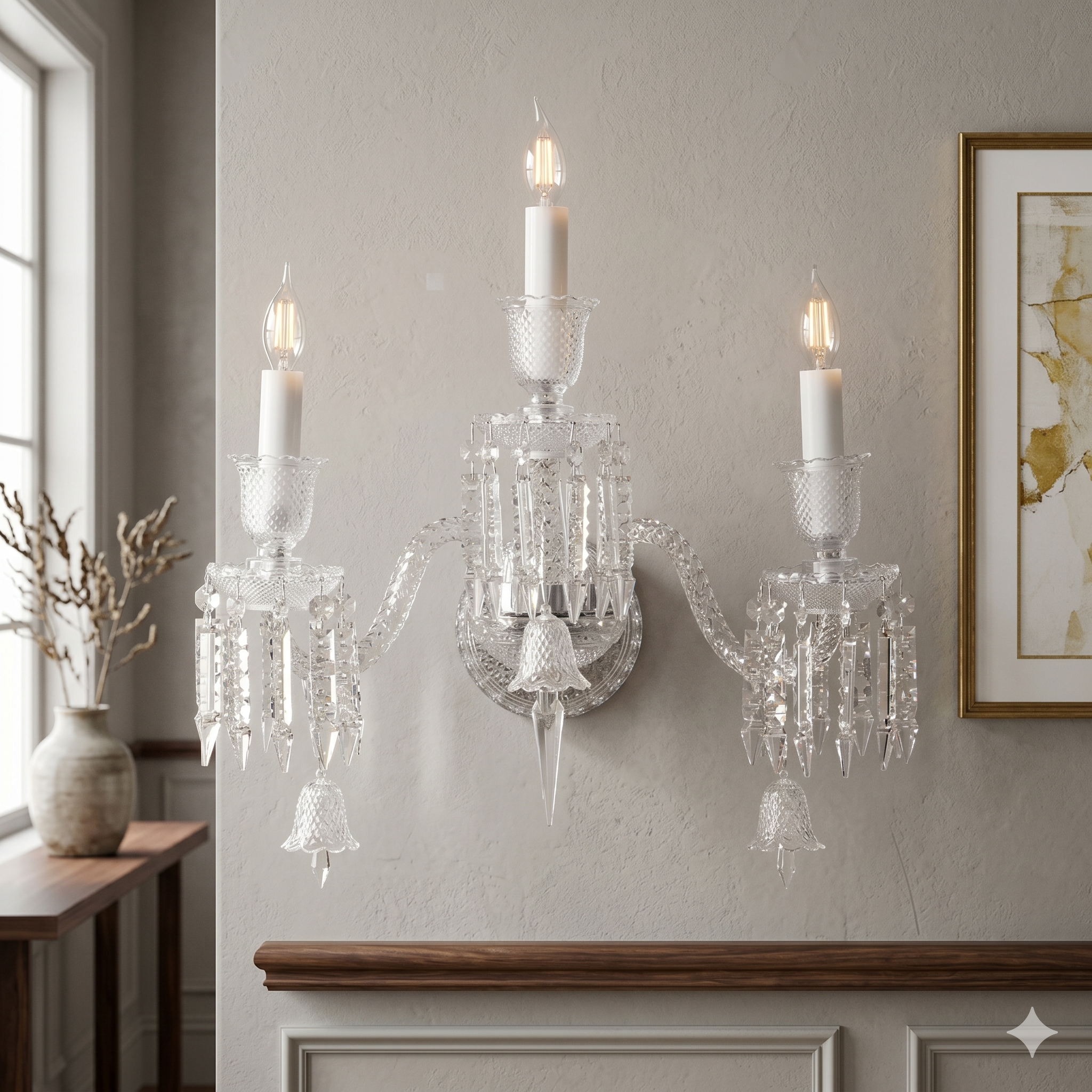 Antoinette 3-Light Clear Crystal Wall Light Sconce