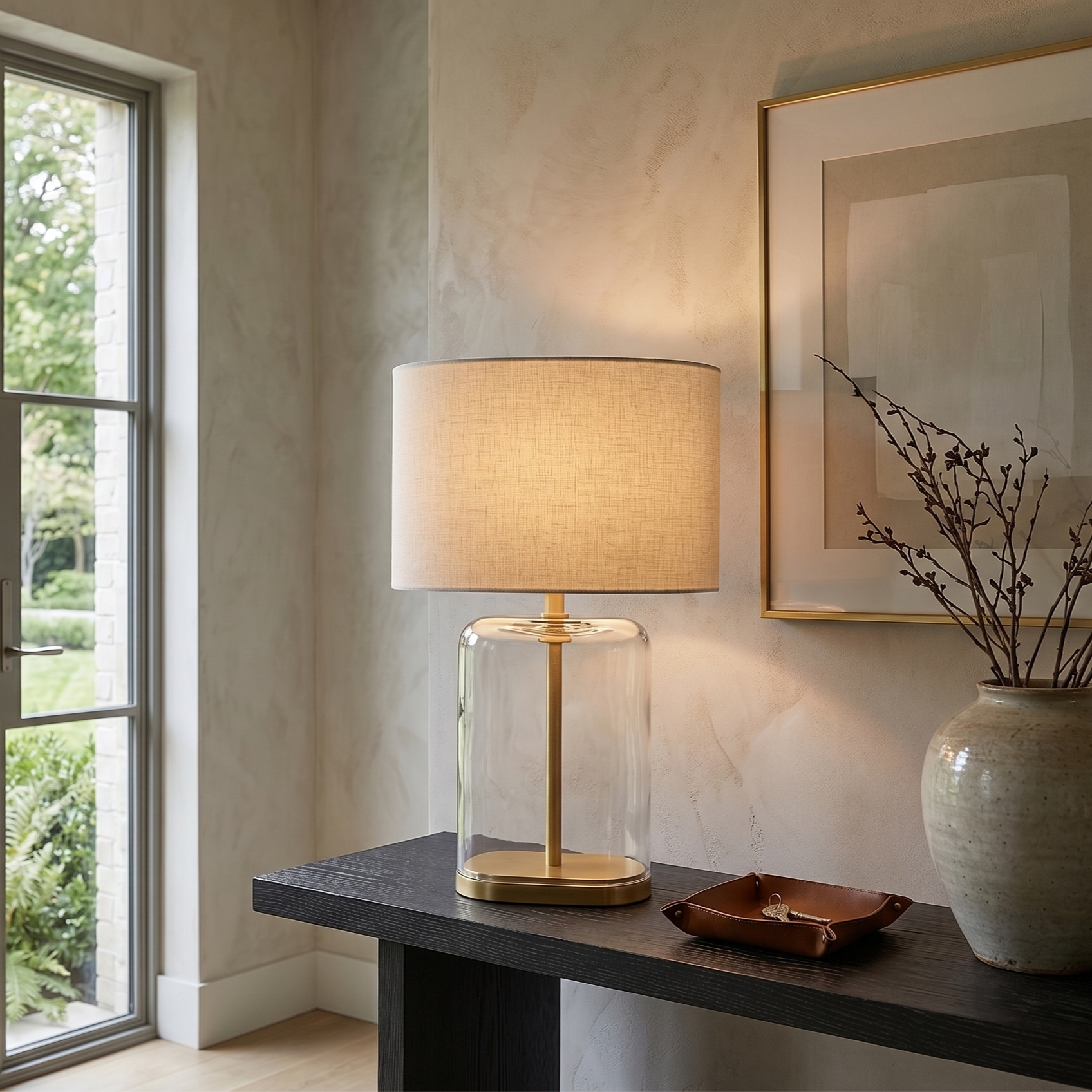 Double-Stacked Clear Glass Table Lamp