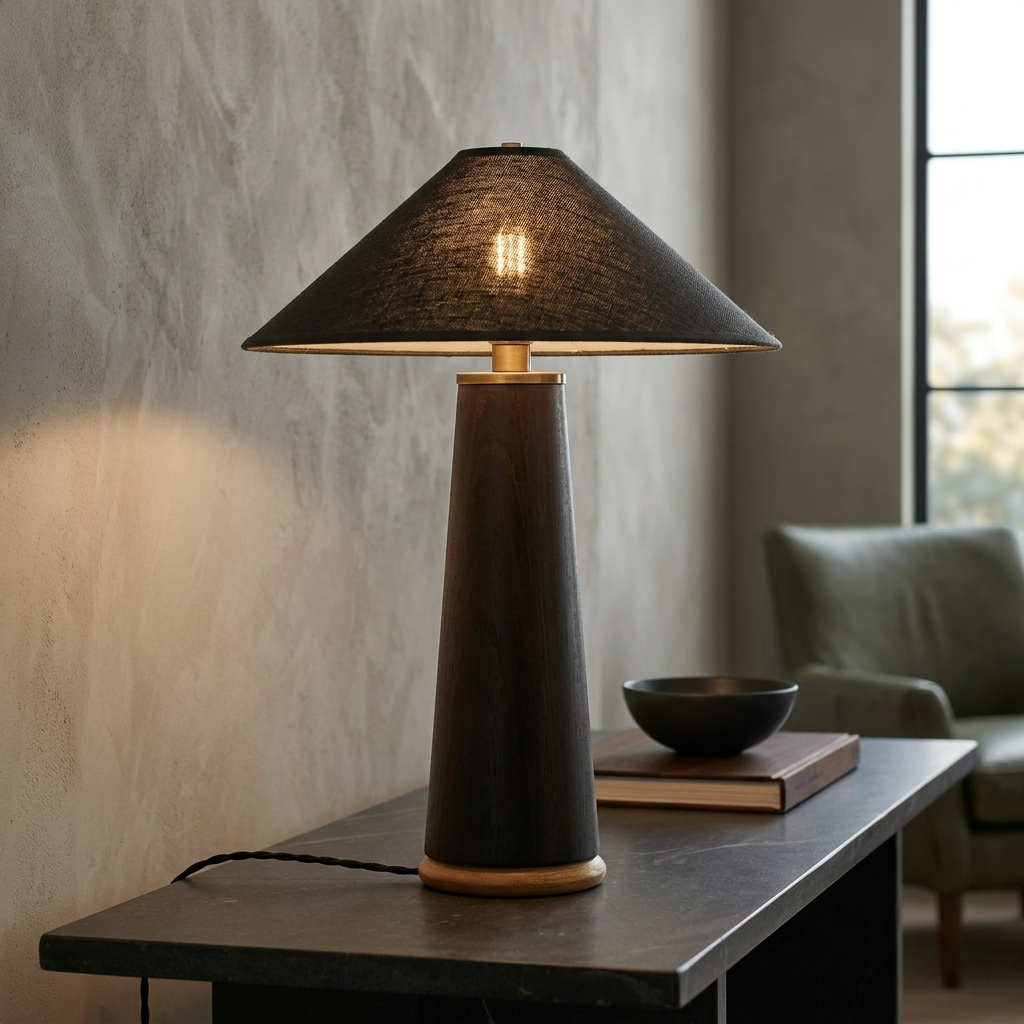 Sculptural Wood Table Lamp