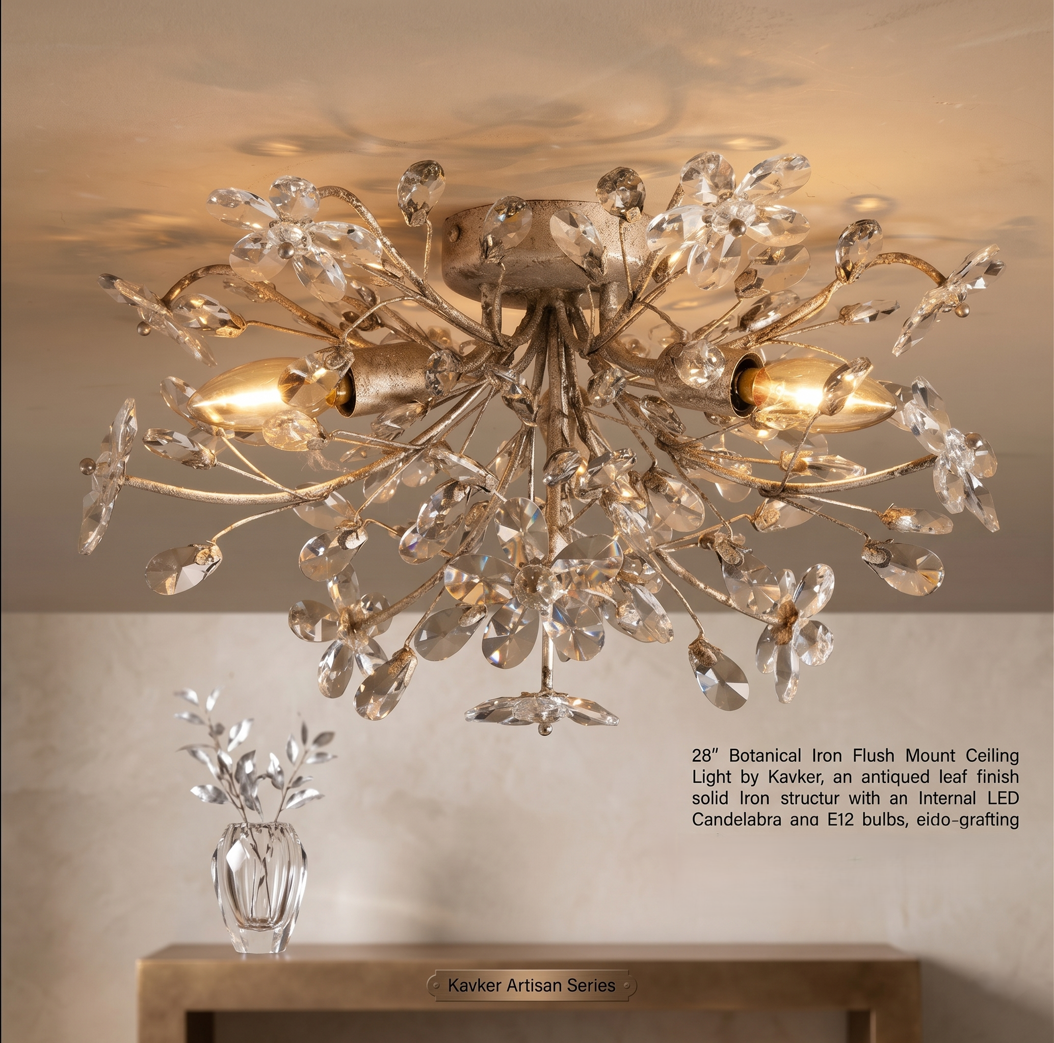 Botanical Iron Flush Mount Ceiling Light