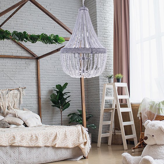 Francine wood Bead Chandelier - Kavker