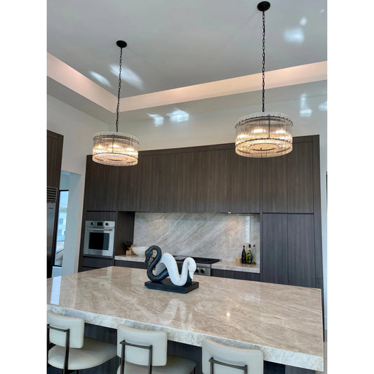 Carmel Round Ribbed Glass Chandelier - Kavker