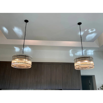 Carmel Round Ribbed Glass Chandelier - Kavker