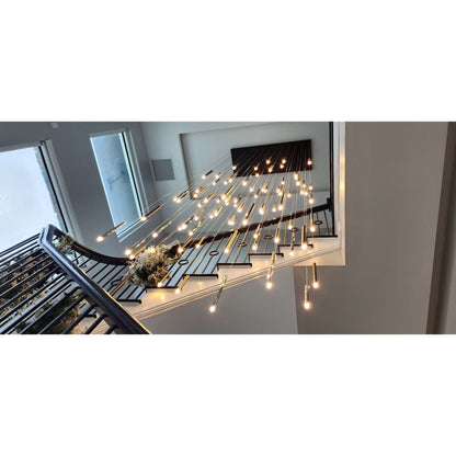 Bellini Rectangular Two-Tone Tubular Pendant Light Chandelier - Kavker