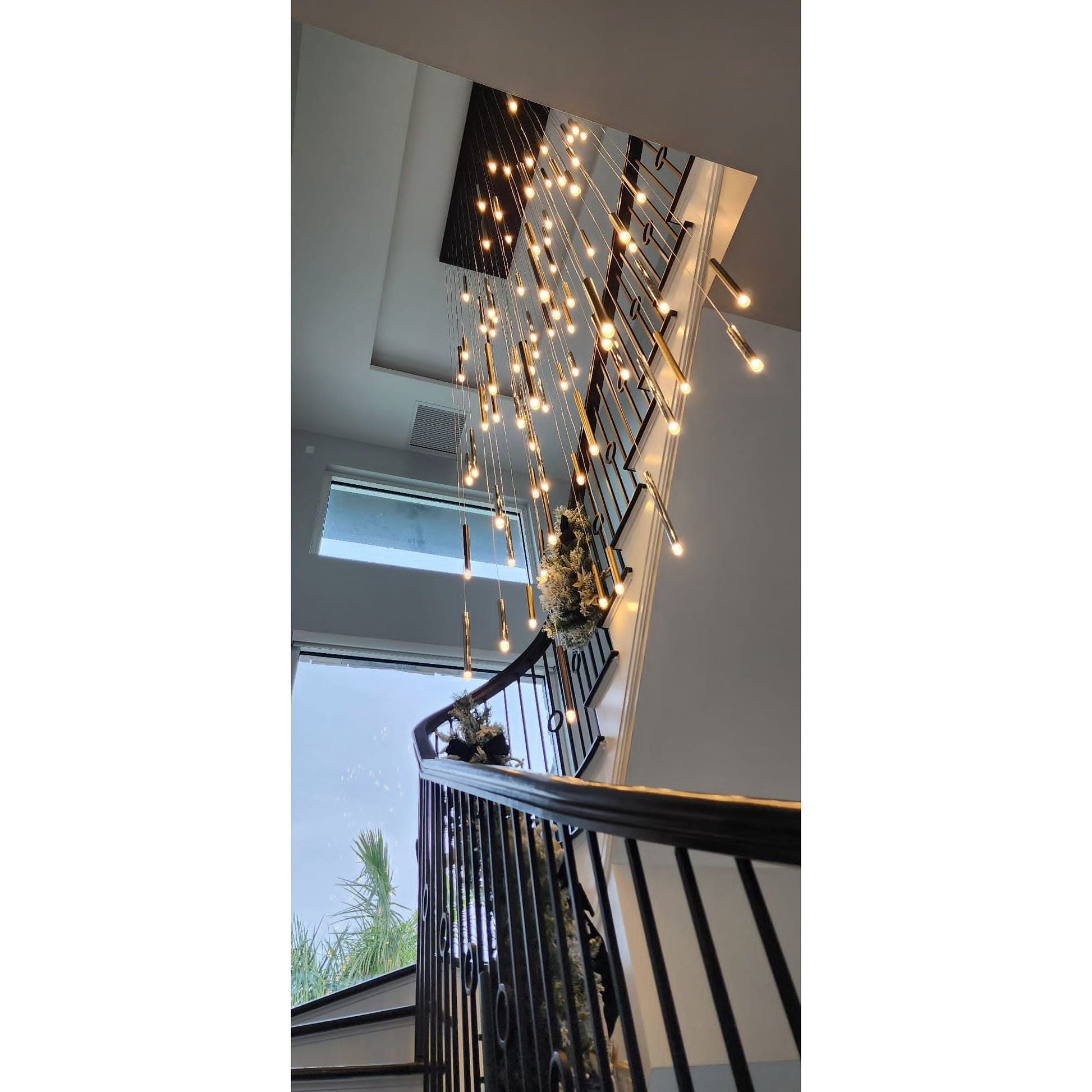 Bellini Rectangular Two-Tone Tubular Pendant Light Chandelier - Kavker