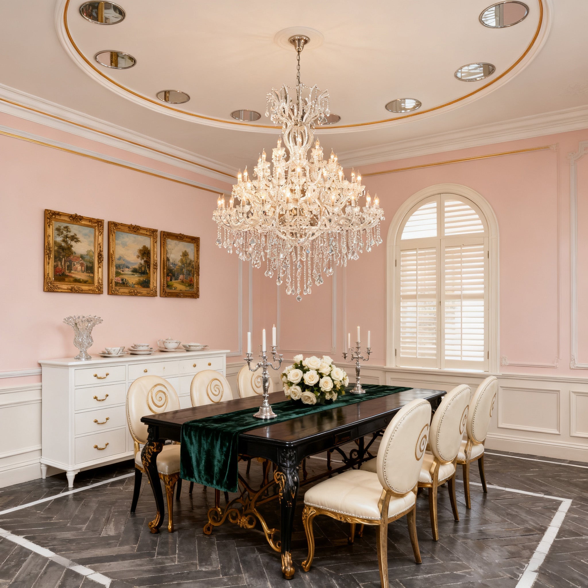 60 Lights Big Chrome Maria Theresa Chandelier 67X79 Inch Large Crystal Chandelier for High Ceiling Foyer