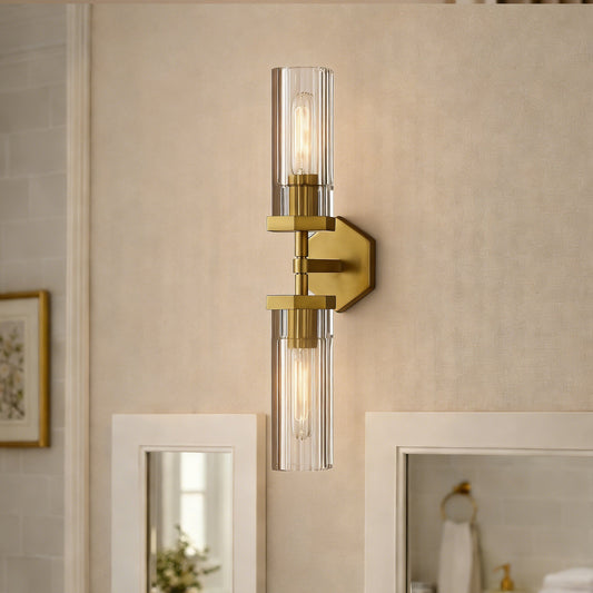 Textured Metal Hexagonal Linear Wall Sconce