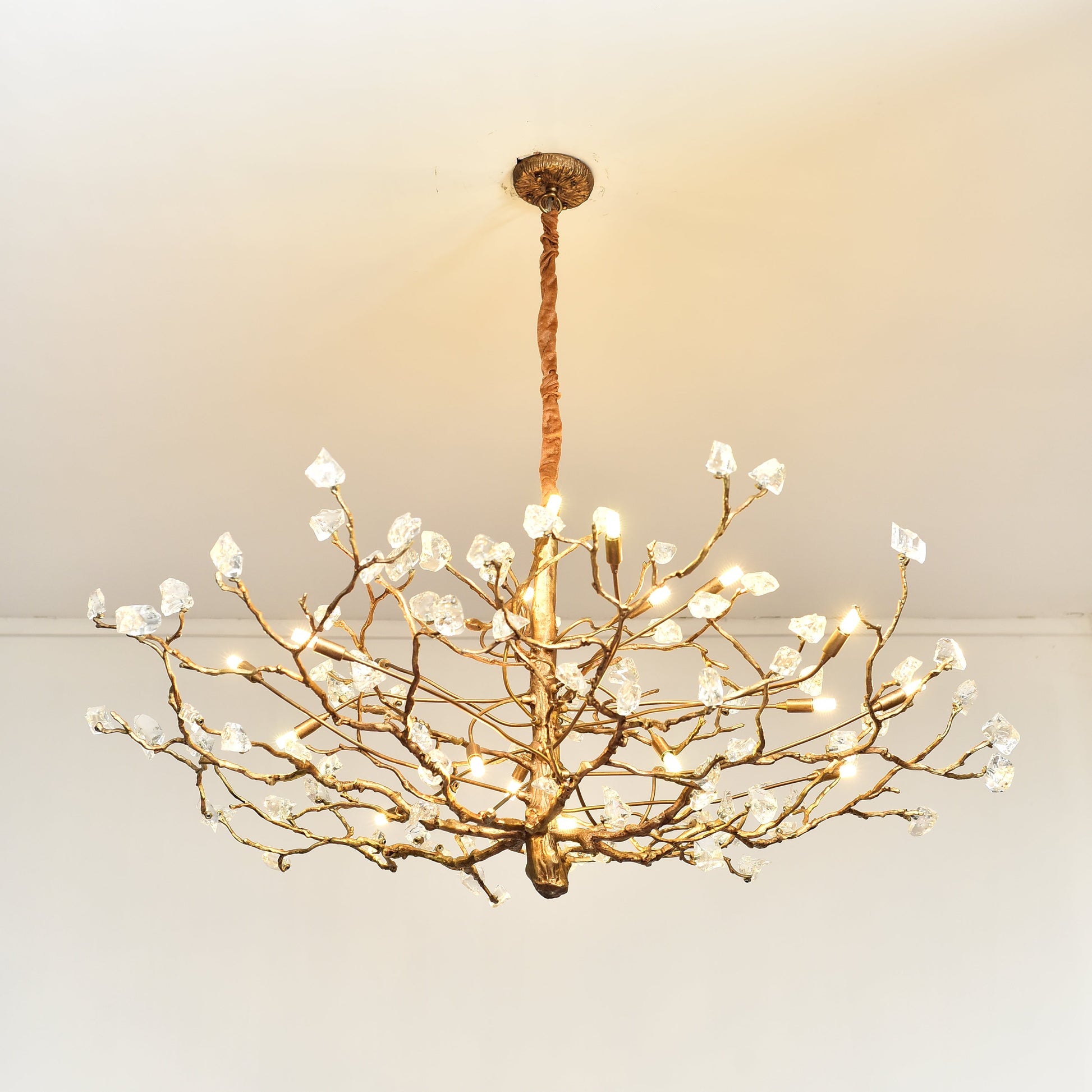 Livio Gemstone Branching Brass Round Chandelier - Kavker - 