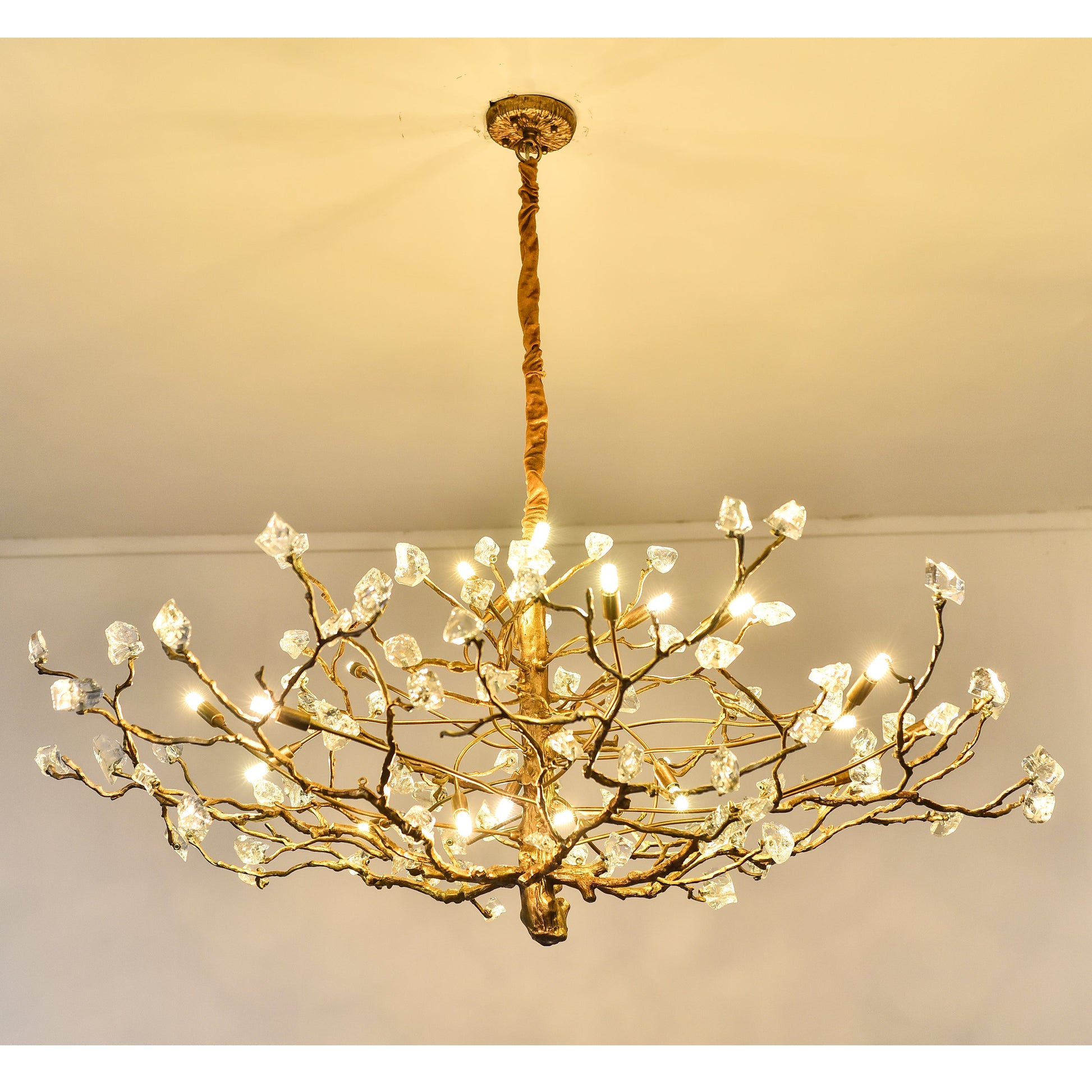 Livio Gemstone Branching Brass Round Chandelier - Kavker - 