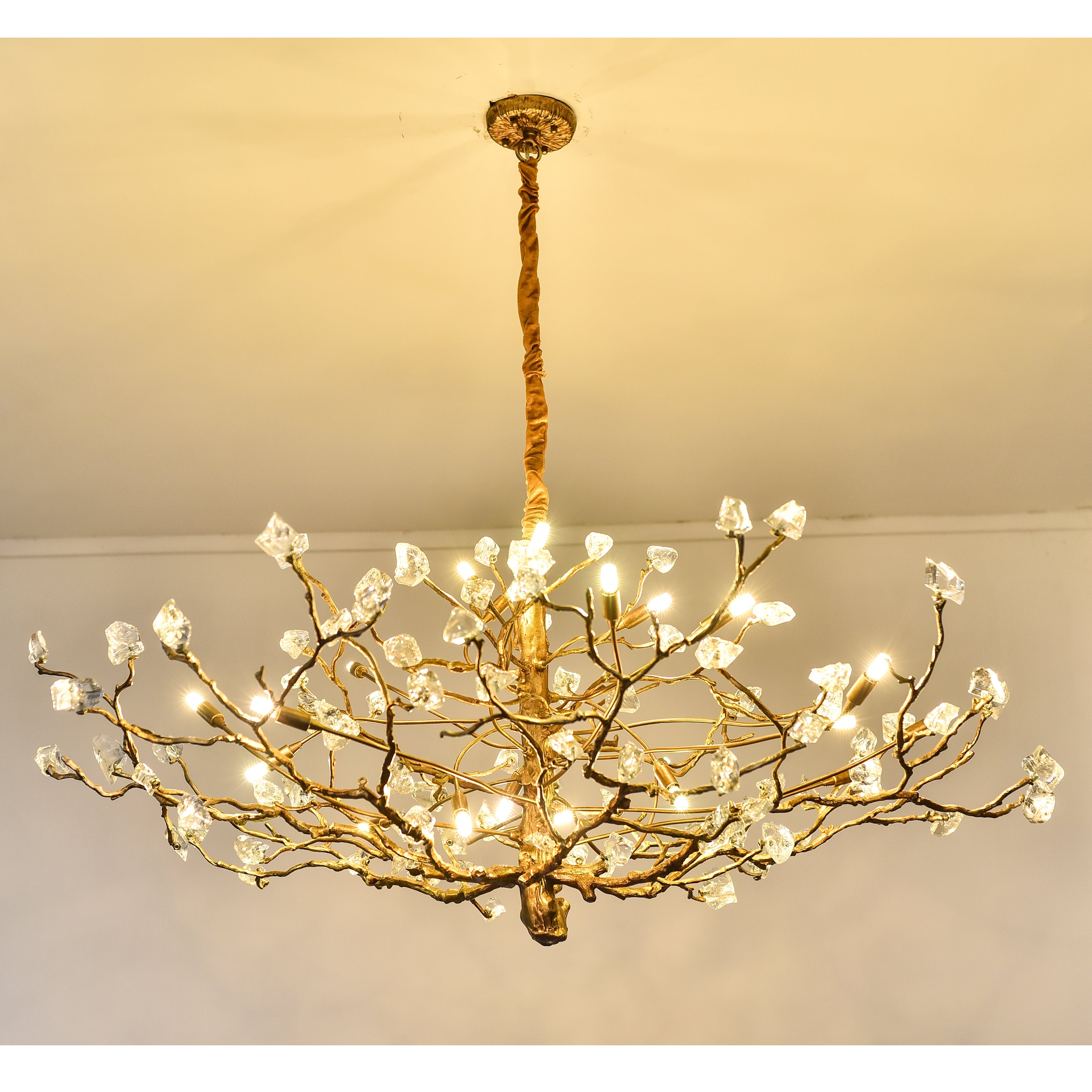 Livio Gemstone Branching Brass Round Chandelier - Kavker - 