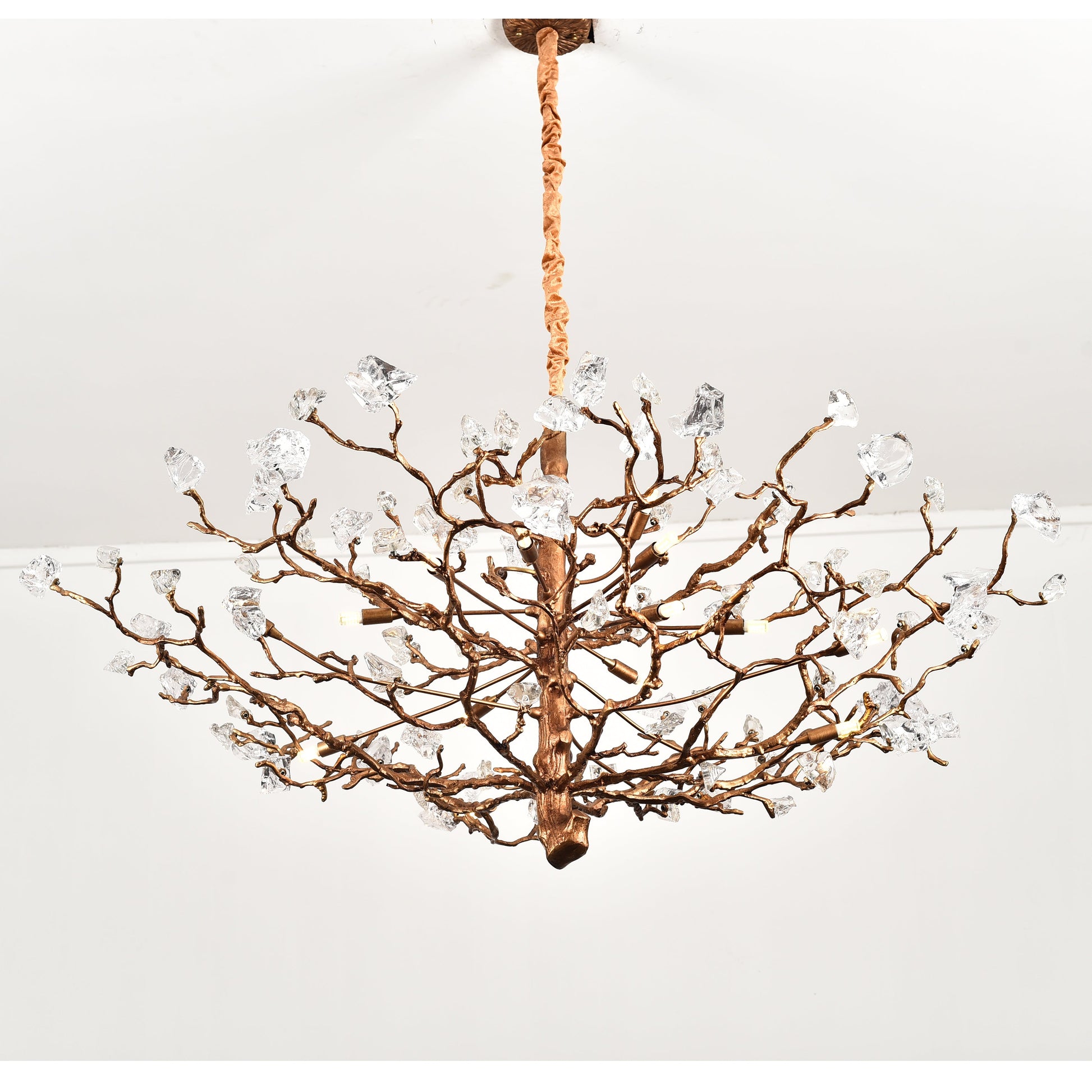 Livio Gemstone Branching Brass Round Chandelier - Kavker - 