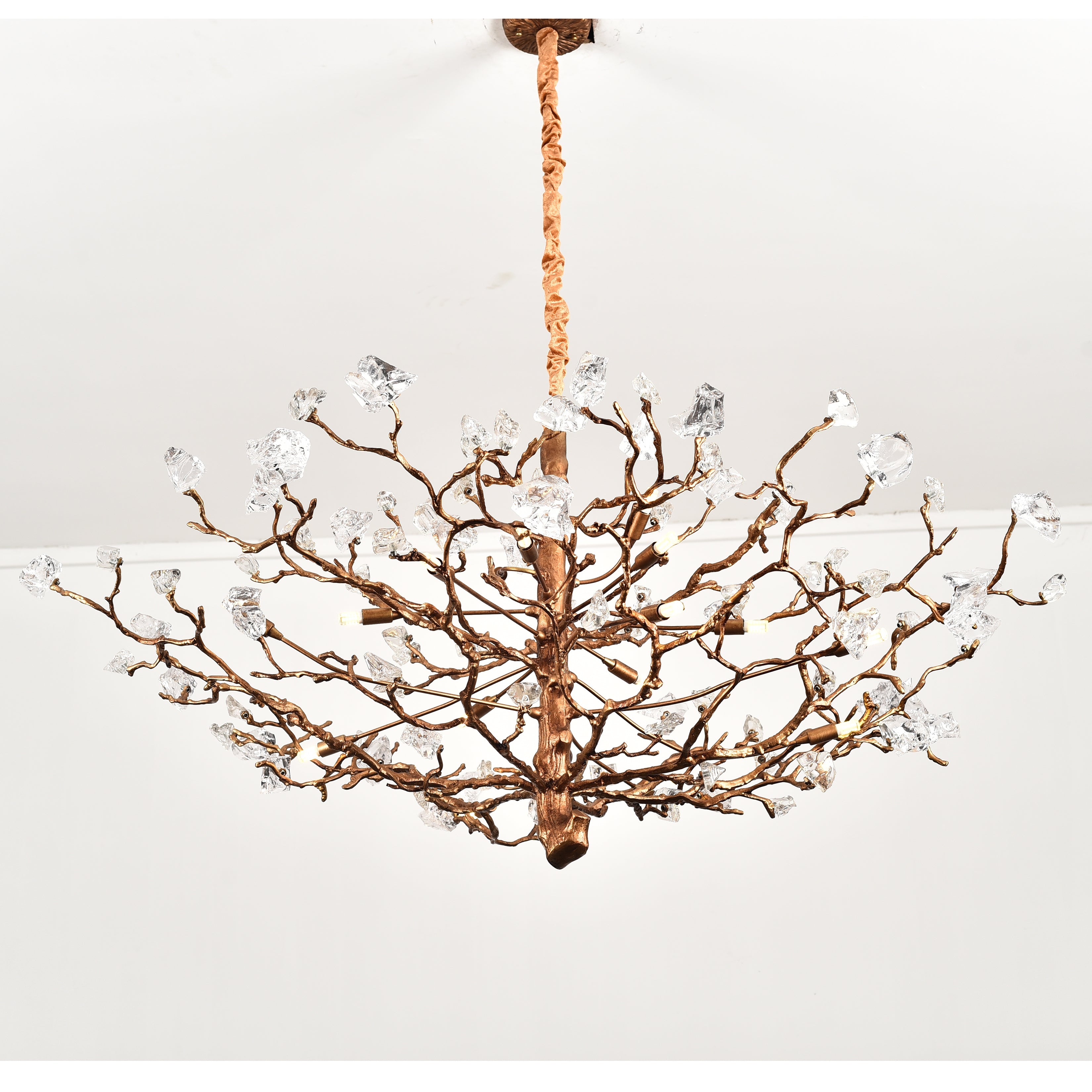 Livio Gemstone Branching Brass Round Chandelier - Kavker - 