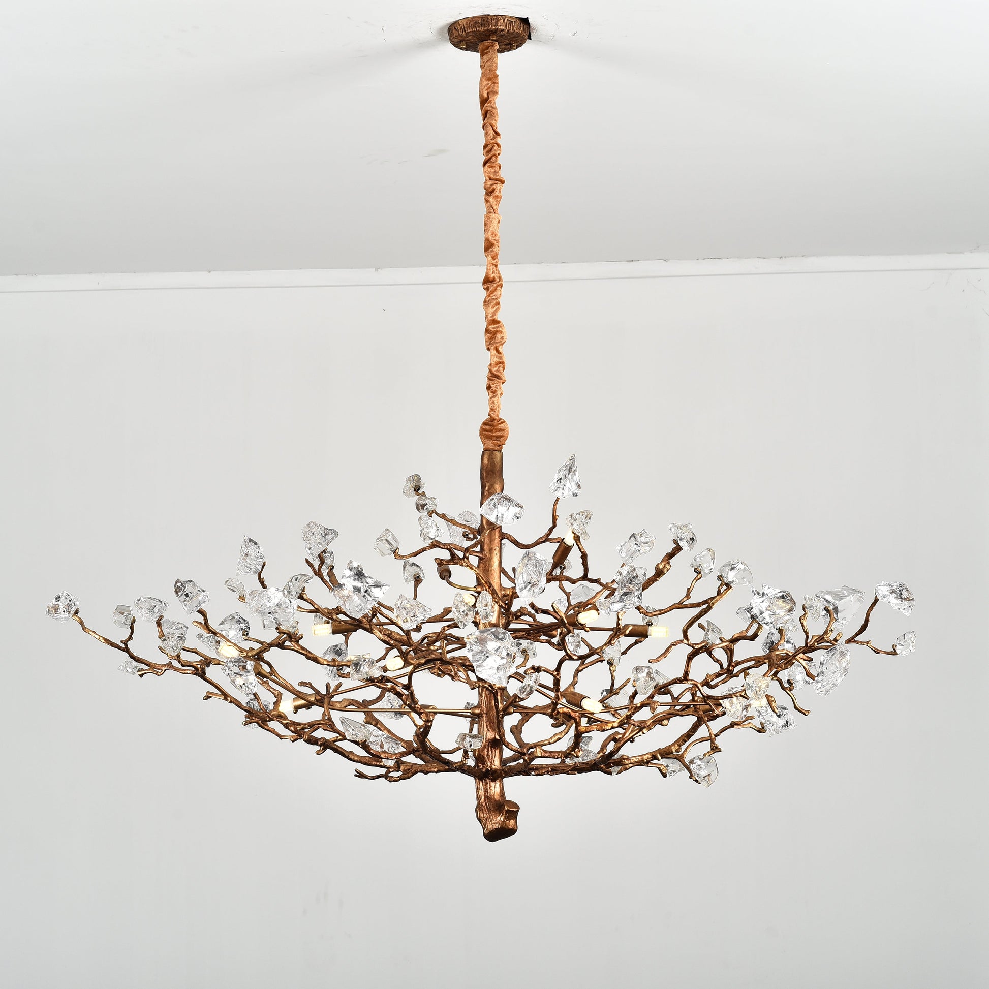 Livio Gemstone Branching Brass Round Chandelier - Kavker - 
