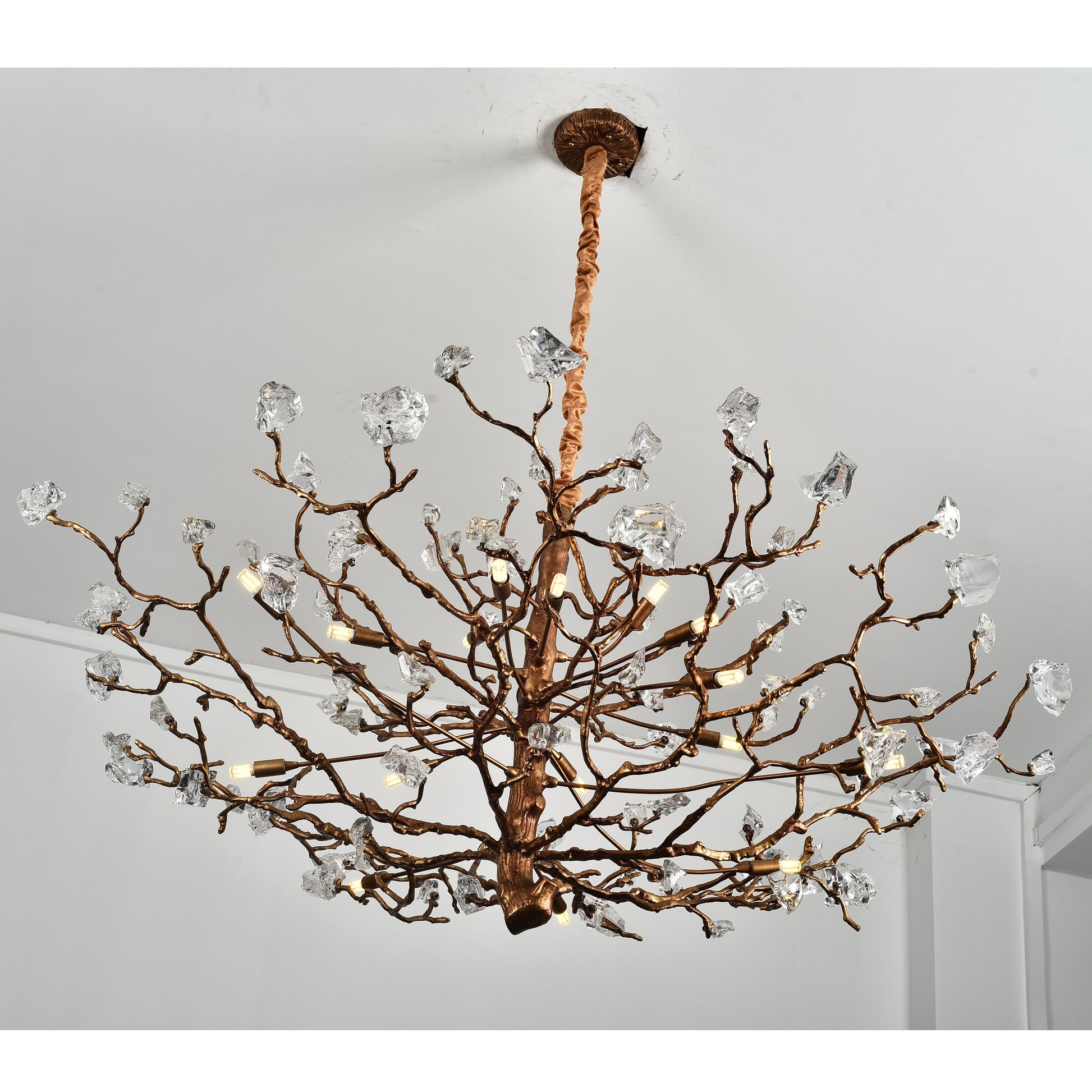 Livio Gemstone Branching Brass Round Chandelier - Kavker - 