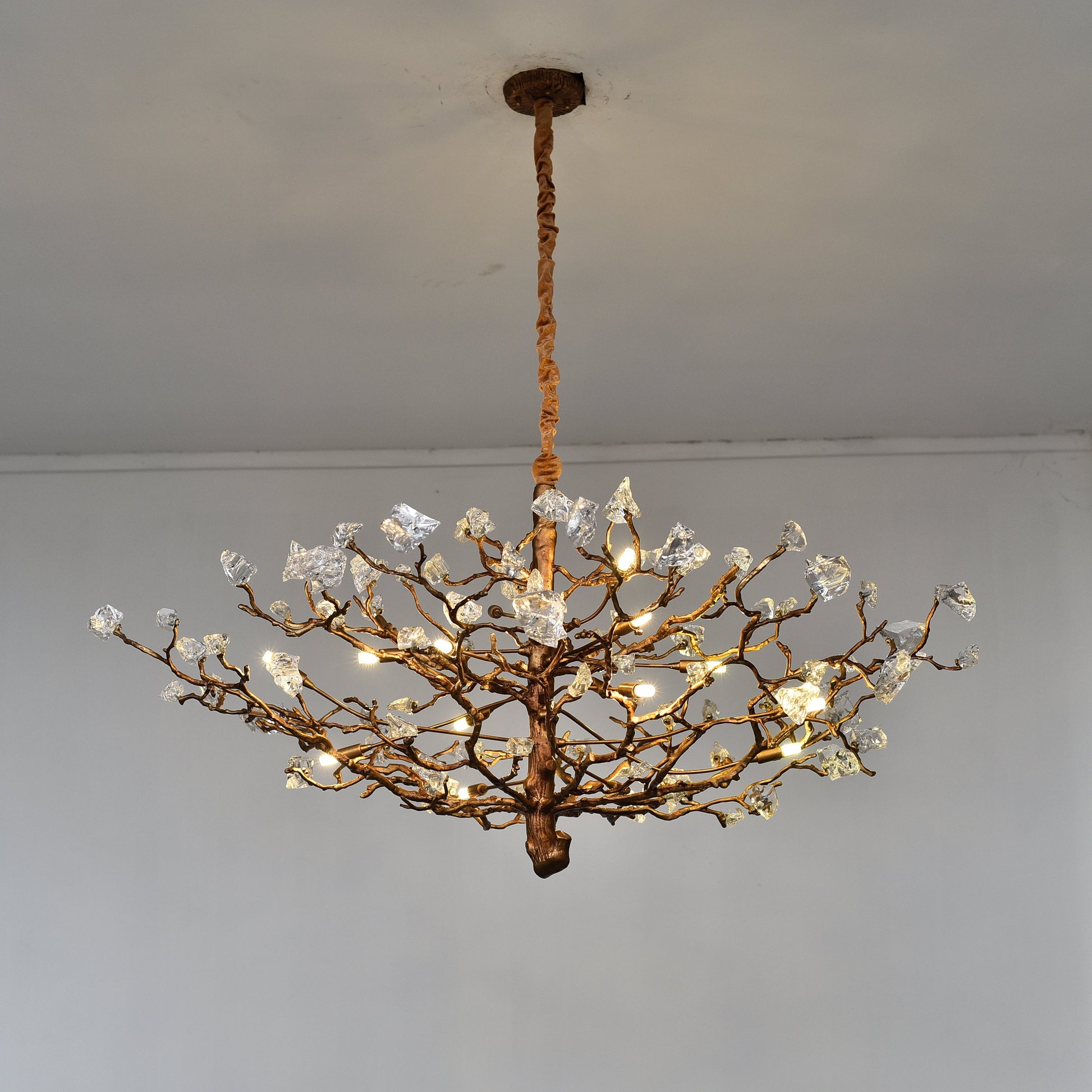 Livio Gemstone Branching Brass Round Chandelier - Kavker - 