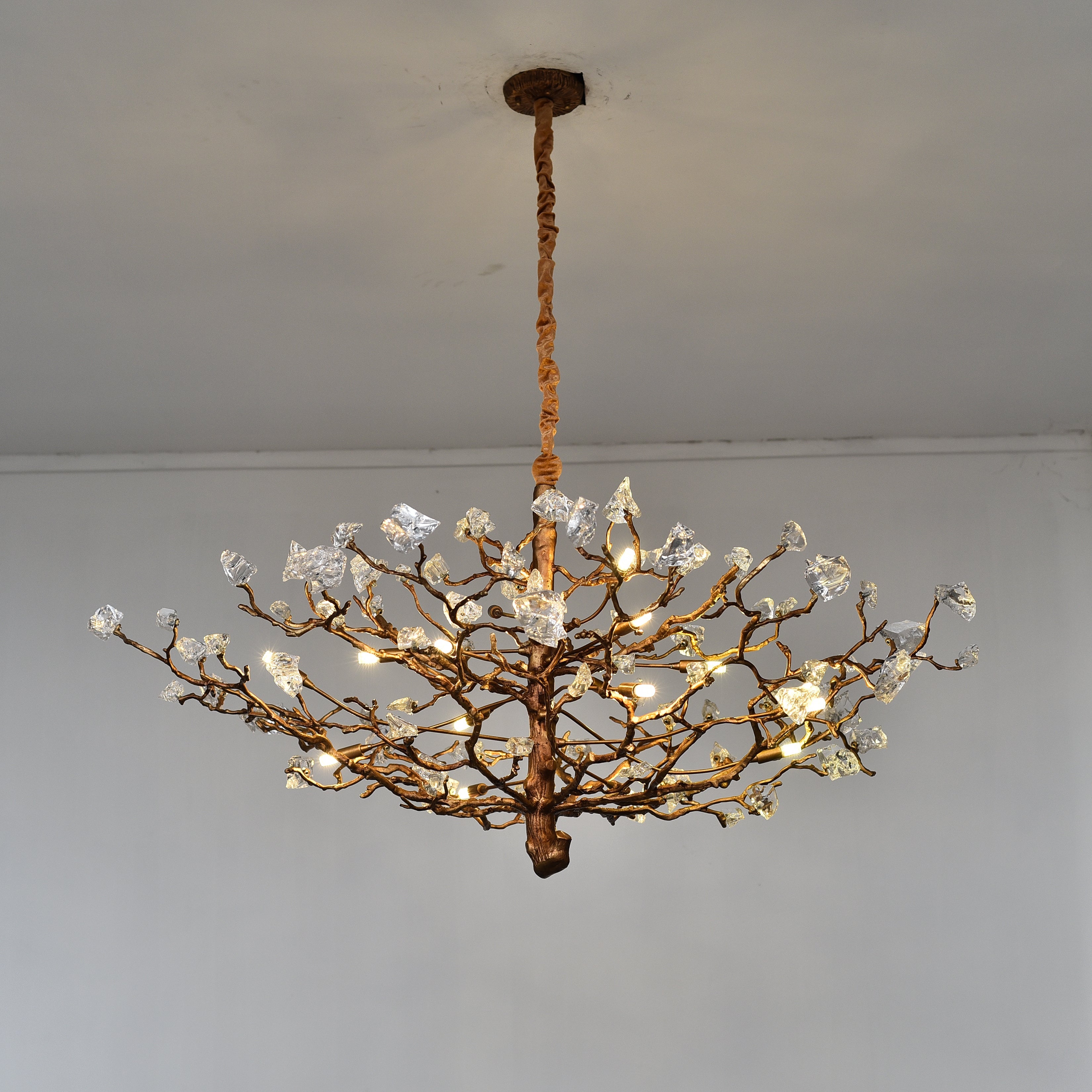 Livio Gemstone Branching Brass Round Chandelier - Kavker - 