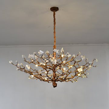 Livio Gemstone Branching Brass Round Chandelier - Kavker - 